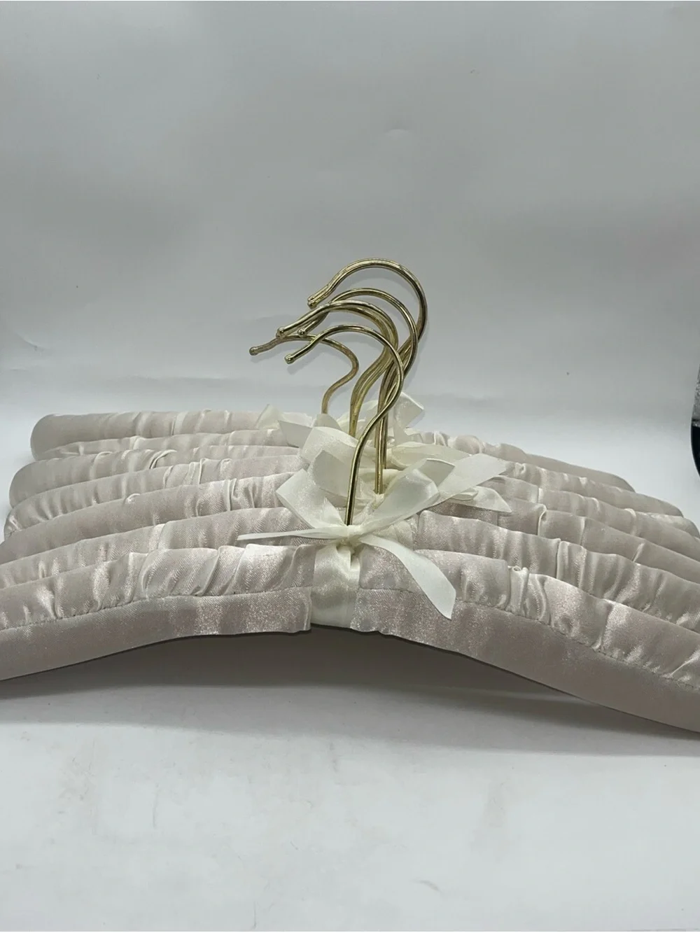 Satin Padded Ivory White Solid Hangers - Lot Of 7